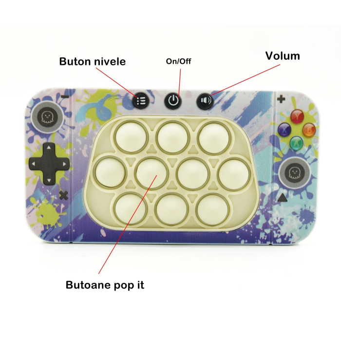 Jucarie interactiva tip consola pentru copii , speed push whack-a-mole, joc de viteza pop it, material ABS/silicon, cu nivele, sunete si lumini, 15.5 x 7.6 x 5.3 cm, model culori, multicolor [6]