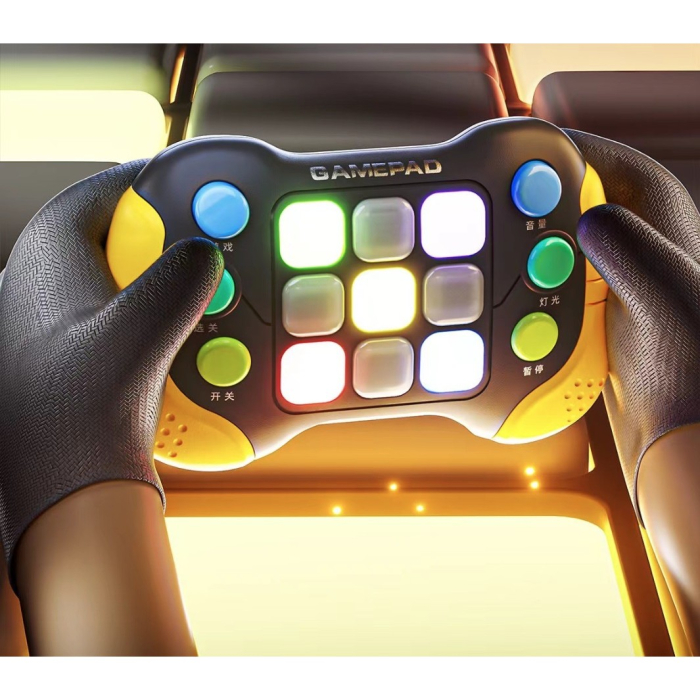 Jucarie Interactiva , Tip Consola Pop It, 6 butoane functionale, 5 Moduri de Joc, 600 Niveluri, + 3 ani, Galben/Negru [2]