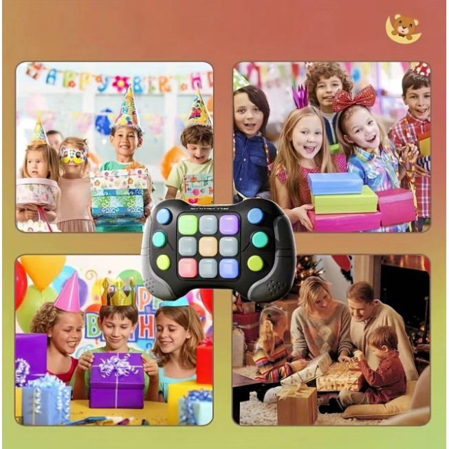 Jucarie Interactiva , Tip Consola Pop It, 6 butoane functionale, 5 Moduri de Joc, 600 Niveluri, +3 ani, Gri/Negru [5]