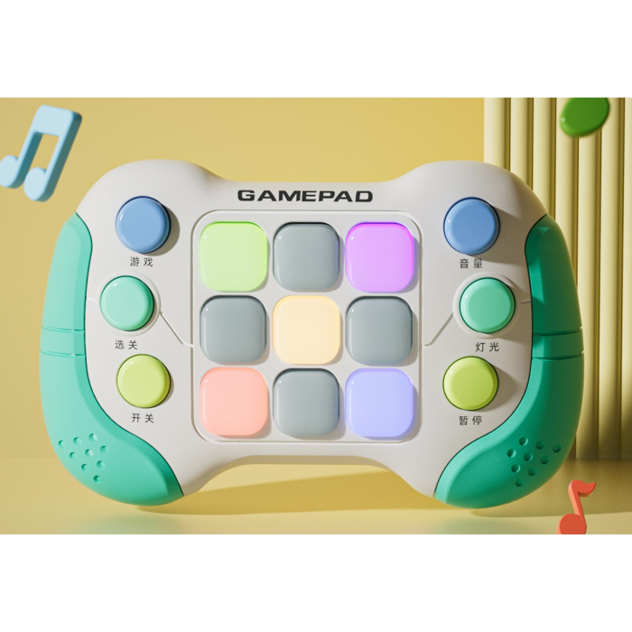 Jucarie Interactiva , Tip Consola Pop It, 6 butoane functionale, 5 Moduri de Joc, 600 Niveluri, + 3 ani, Verde/Gri [6]