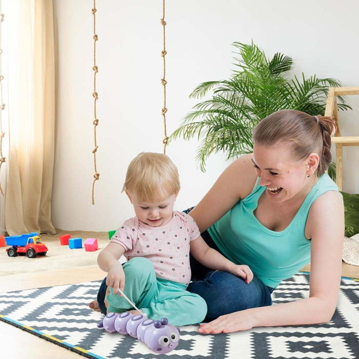 Jucarie mecanica pentru copii , omida haioasa, cu cheita, distractiva, se taraste, se misca, 15 x 4 cm, mov [5]