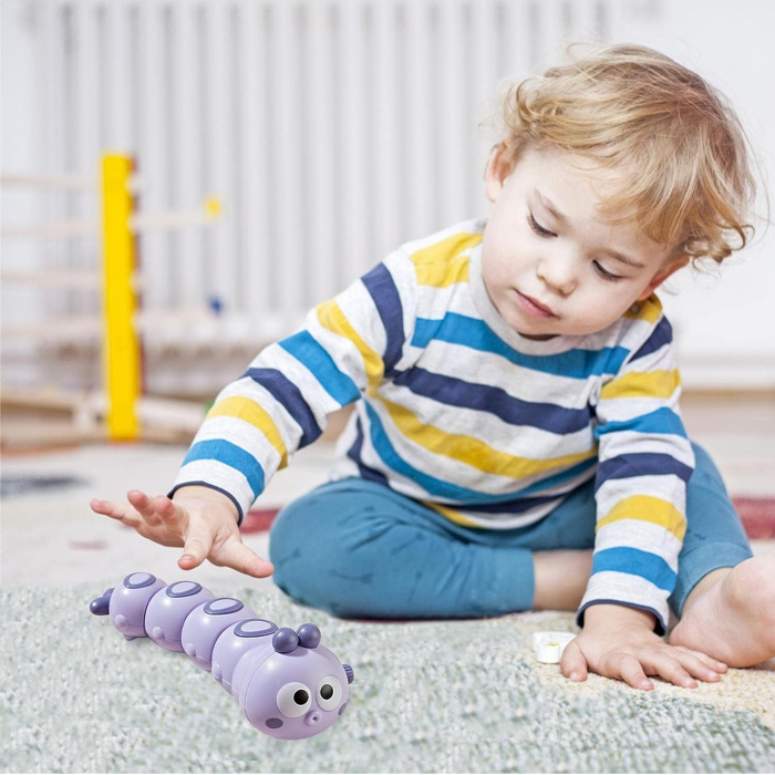 Jucarie mecanica pentru copii , omida haioasa, cu cheita, distractiva, se taraste, se misca, 15 x 4 cm, mov [6]