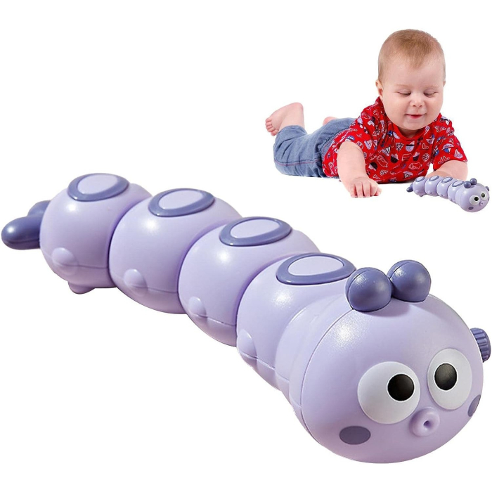 Jucarie mecanica pentru copii , omida haioasa, cu cheita, distractiva, se taraste, se misca, 15 x 4 cm, mov [4]