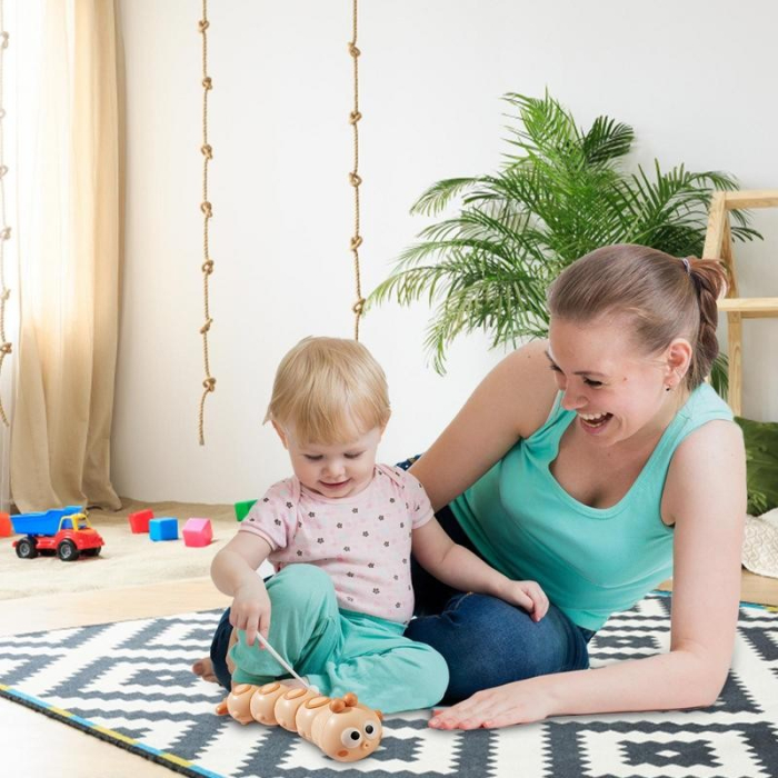 Jucarie mecanica pentru copii , omida haioasa, cu cheita, distractiva, se taraste, se misca, 15 x 4 cm, portocaliu [6]