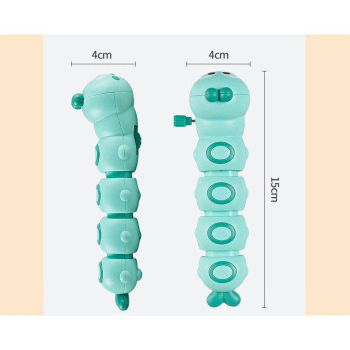 Jucarie mecanica pentru copii , omida haioasa, cu cheita, distractiva, se taraste, se misca, 15 x 4 cm, verde [7]