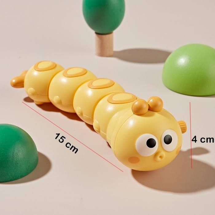 Jucarie mecanica pentru copii , omida haioasa, material ABS, cu cheita, distractiva, se taraste, se misca, 15 x 4 cm, galben [2]