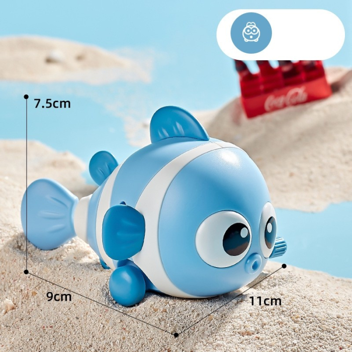 Jucarie mecanica pentru copii , pestisor haios, cu cheita, distractiv, se taraste, se misca, 11 x 9 x 7.5 cm cm, albastru [5]