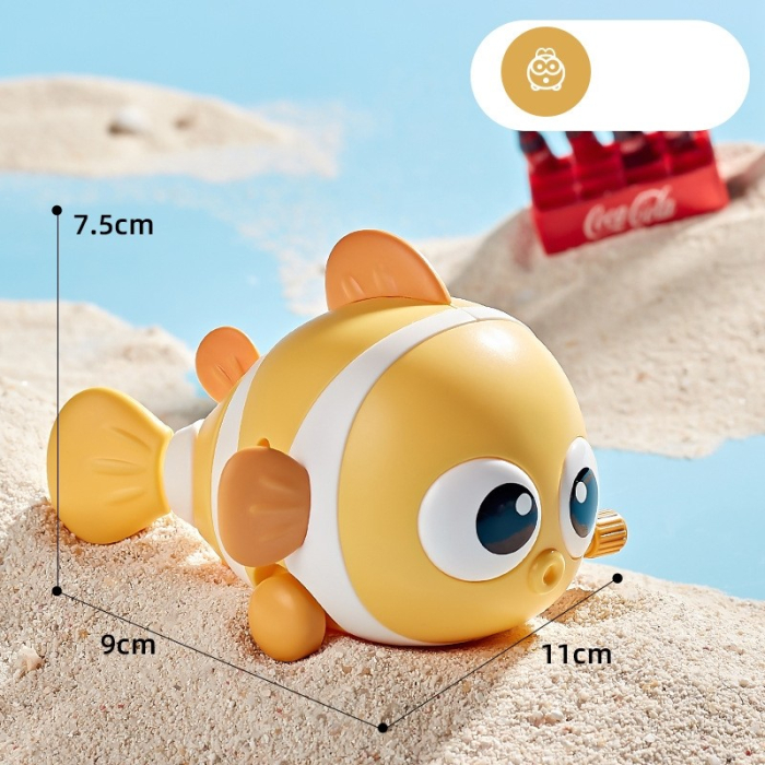 Jucarie mecanica pentru copii , pestisor haios, cu cheita, distractiv, se taraste, se misca, 11 x 9 x 7.5 cm cm, galben [4]