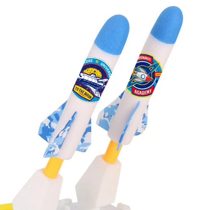 Jucarie pentru Copii, , Lansator de Rachete cu Piciorul, Doua Lansatoare, 6 Rachete Fara Lumini, 33x25x27 cm, Alb-Albastru [4]