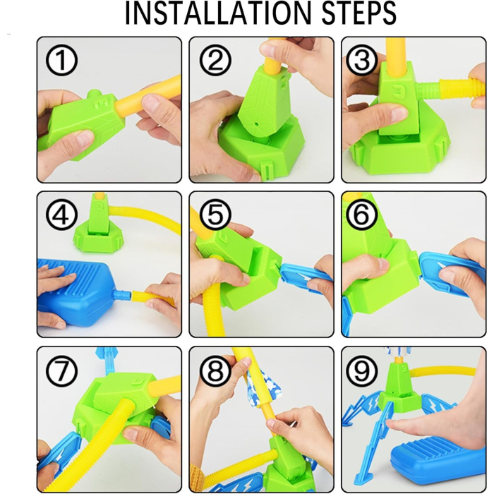 Jucarie pentru Copii, , Lansator de Rachete cu Piciorul, un Singur Lansator, 3 Rachete cu Lumini, 40.5 cm Inaltime, Multicolor [6]