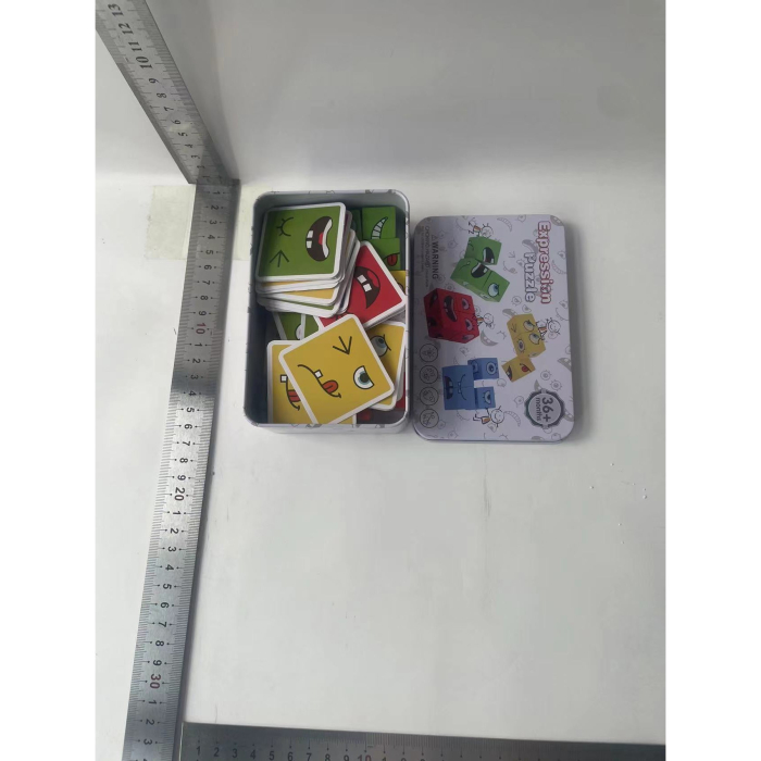 Jucarie Pentru Copii Montessori , Cub din Lemn, Asamblare Fete, 64 de Carti Distractive, pentru Baieti si Fete, Varsta +3 ani, Educativ, Cutie din Aluminiu, 13.5 x 4 x 9 cm, multicolor [15]