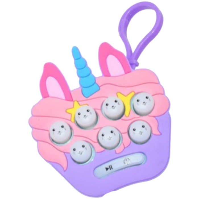 Jucarie pentru copii portabila , joc Gopher, cu lumini si muzica, tip breloc, model unicorn, material silicon si ABS, multicolor [1]