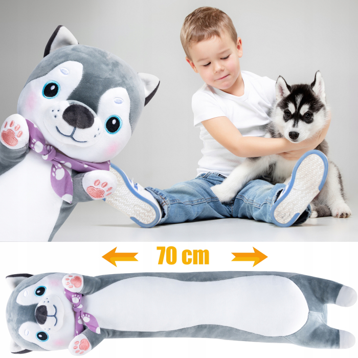 Jucarie pisica plus lunga, tip perna, lavabila, umplutura hipoalergenica, pentru copii si adulti, 70 cm, gri [3]