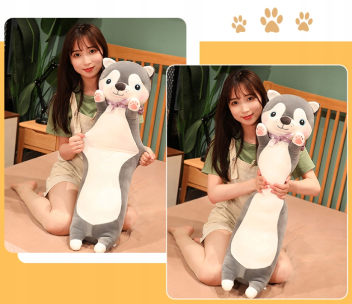 Jucarie pisica plus lunga, tip perna, lavabila, umplutura hipoalergenica, pentru copii si adulti, 70 cm, gri [5]