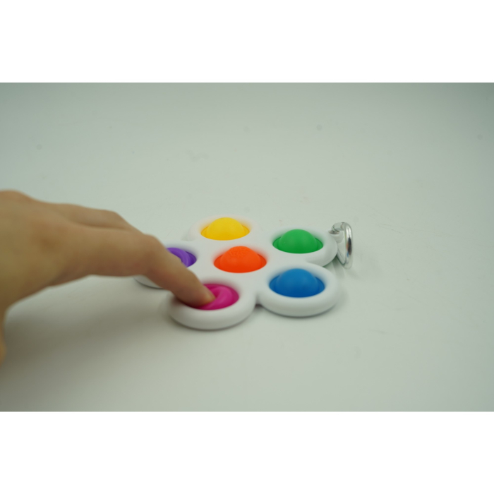 Jucarie Push Pop Bubble Fidget, Pop It, breloc antistres, Floare, Multicolor/Alb [2]