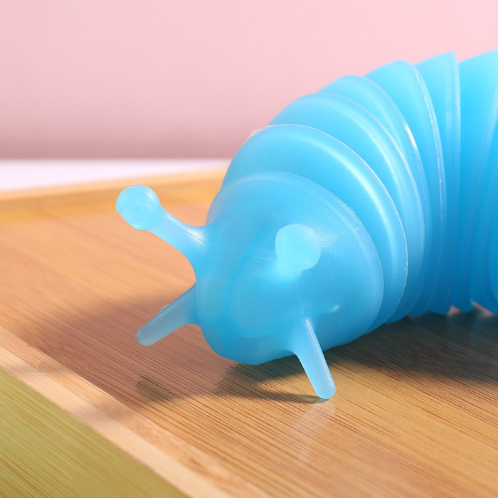 Jucarie Senzoriala Antistres, , Fidget Toys, Omida Tip Breloc, 11 cm, +3 Ani, Albastru Transparent [4]