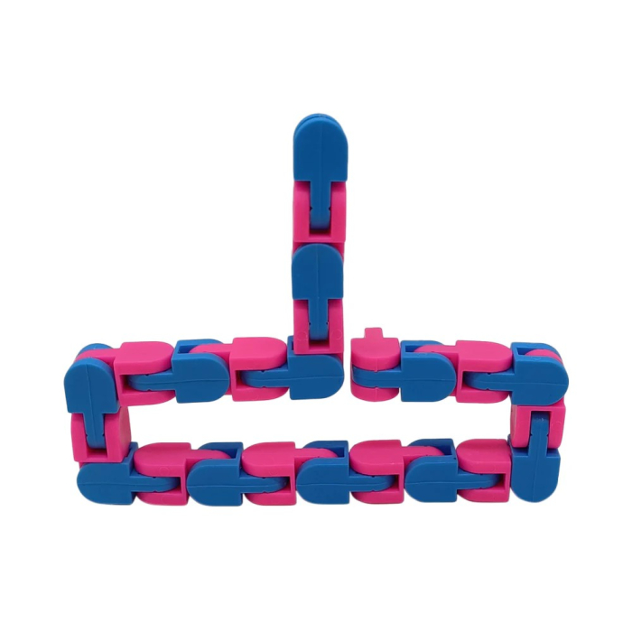 Jucarie Senzoriala Antistres, , Fidget Toys, Puzzle de Imbinat Tip Sarpe, 24 Piese, +3 Ani, Albastru/Roz [3]