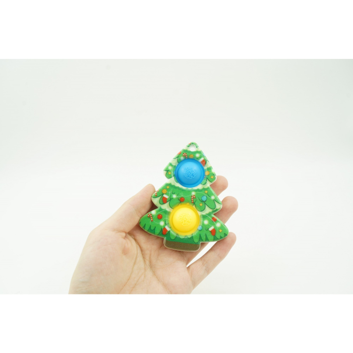 Jucarie senzoriala antistres, Simple Dimple, Breloc cu 2 bulinute, Brad, Multicolor [4]