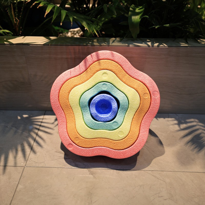 Jucarie Senzoriala de Echilibru, , Tip Stepping Stones, 5 Piese, din Spuma, pentru Miscare, Sarituri, Prindere, Diametru 28 cm, Model 2, Multicolor [10]