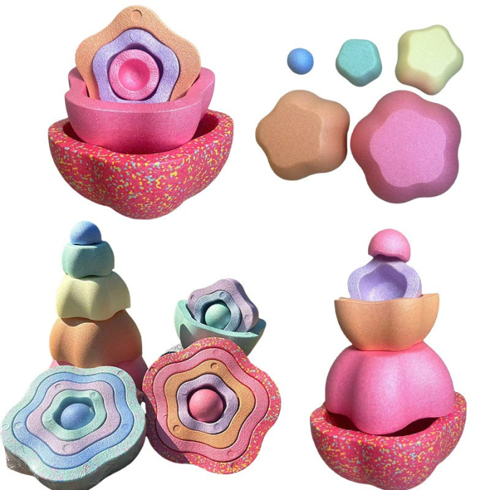 Jucarie Senzoriala de Echilibru, , Tip Stepping Stones, 5 Piese, din Spuma, pentru Miscare, Sarituri, Prindere, Diametru 28 cm, Model 2, Multicolor [11]