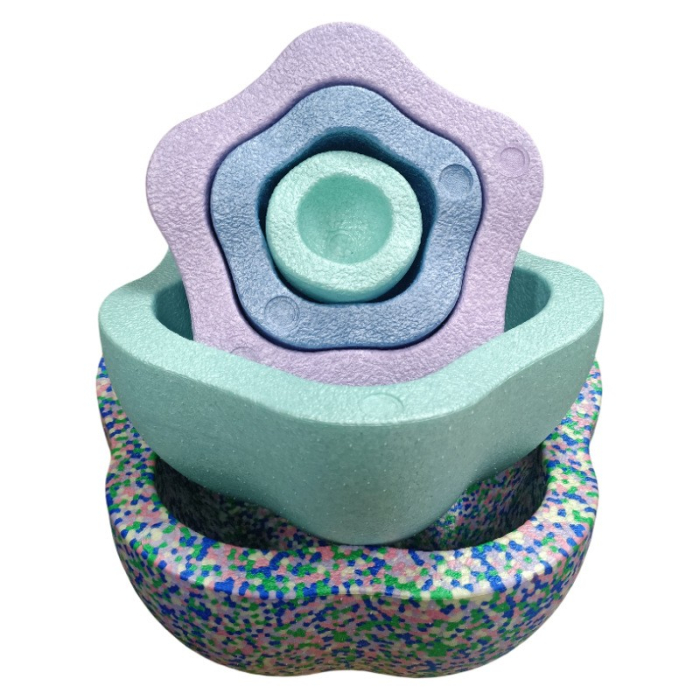 Jucarie Senzoriala de Echilibru, , Tip Stepping Stones, 5 Piese, din Spuma, pentru Miscare, Sarituri, Prindere, Diametru 28 cm, Model 3, Multicolor [2]