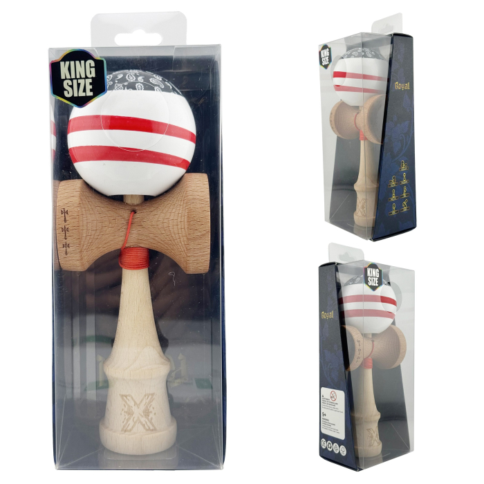Kendama X CHICANOS Originala, Profesionala, , Big Cups V2, Super Sticky cu Cupe Mari, Rulment Metalic, din lemn 18 cm, Ata 55 cm, Negru/Alb [5]