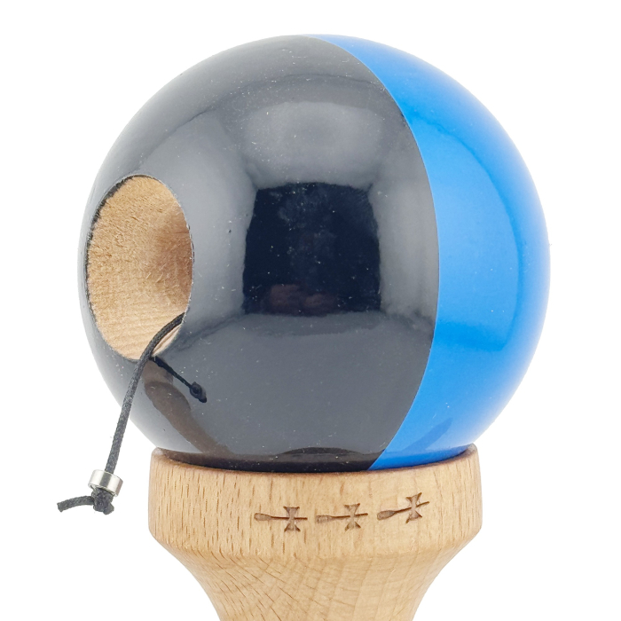 Kendama X Originala, Profesionala, , Big Cups V2, Super Sticky cu Cupe Mari, Rulment Metalic, din lemn 18 cm, Ata 55 cm, Albastru/Negru [5]