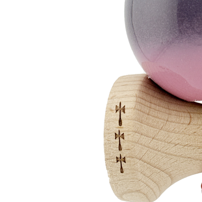 Kendama X Originala, Profesionala, , Big Cups V2, Super Sticky Cupe Mari, Rulment Metalic cu Ata 55 cm, Albastru Deschis/Mov/Roz [6]