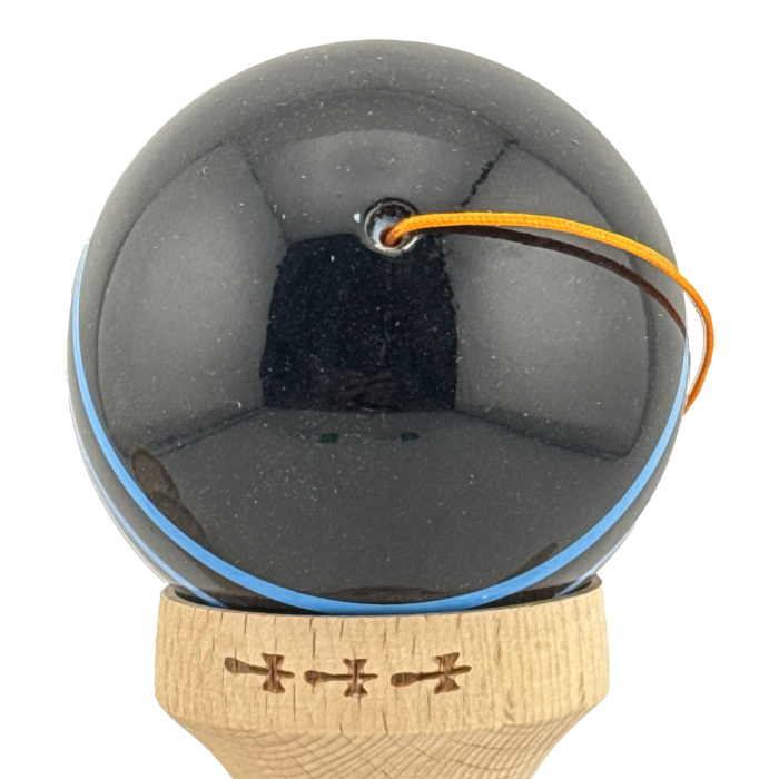 Kendama X Originala, Profesionala, , Big Cups V2, Super Sticky Legendary Cupe Mari, Rulment Metalic cu Ata 55 cm, Negru/Linii Albastre deschise [9]