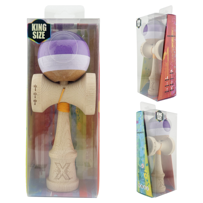 Kendama X Originala, Profesionala, , Big Cups V2, Super Sticky Legendary Cupe Mari, Rulment Metalic cu Ata 55 cm, Purpuriu/Mov/Lila [10]