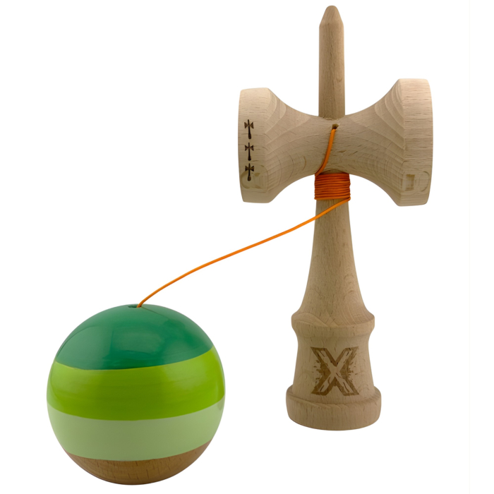 Kendama X Originala, Profesionala, , Big Cups V2, Super Sticky Legendary Cupe Mari, Rulment Metalic cu Ata 55 cm, Verde Mix [6]