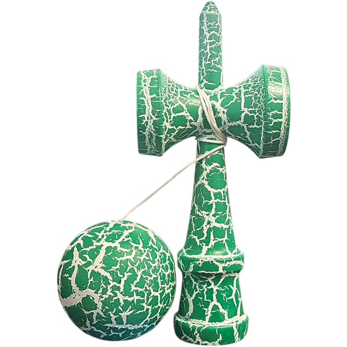 Kendama X Originala, Profesionala, , Cracked, din Lemn, 18 cm, Verde/Alb [3]
