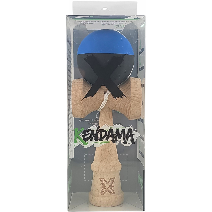 Kendama X Originala, Profesionala, , din Lemn, Rubber Grip, 18 cm, Albastru/Negru [5]