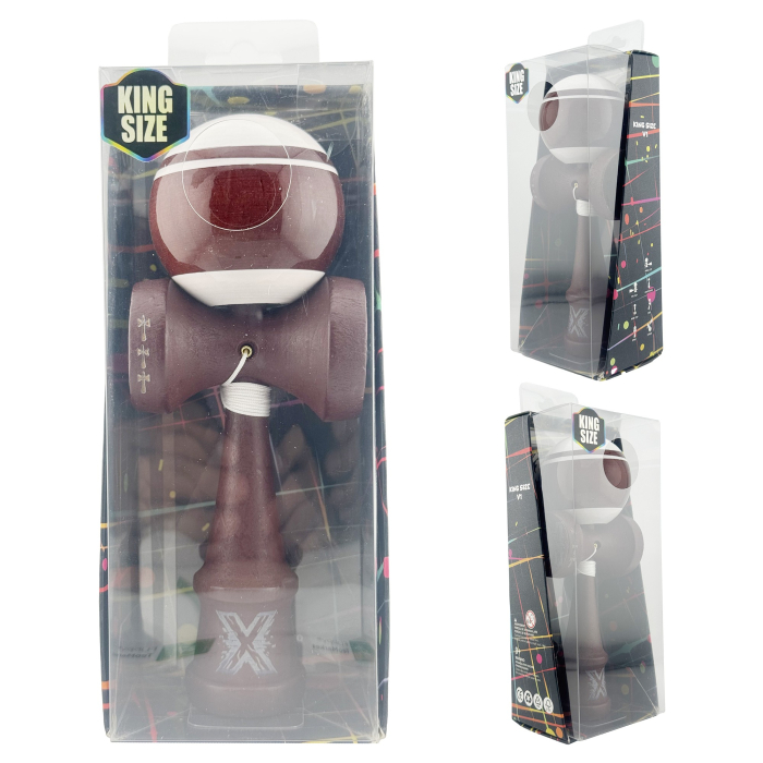 Kendama X Originala, Profesionala, , Super Sticky Legendary, Rulment Metalic cu Ata 55 cm, Alb/Maro [10]