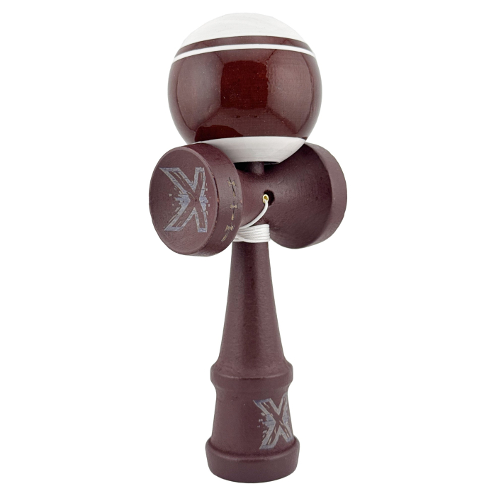 Kendama X Originala, Profesionala, , Super Sticky Legendary, Rulment Metalic cu Ata 55 cm, Alb/Maro [9]