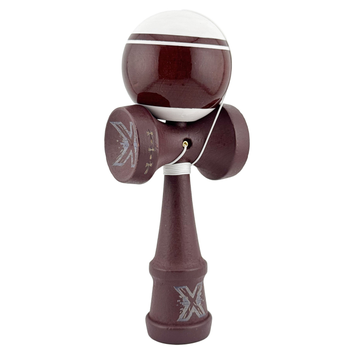 Kendama X Originala, Profesionala, , Super Sticky Legendary, Rulment Metalic cu Ata 55 cm, Alb/Maro [2]