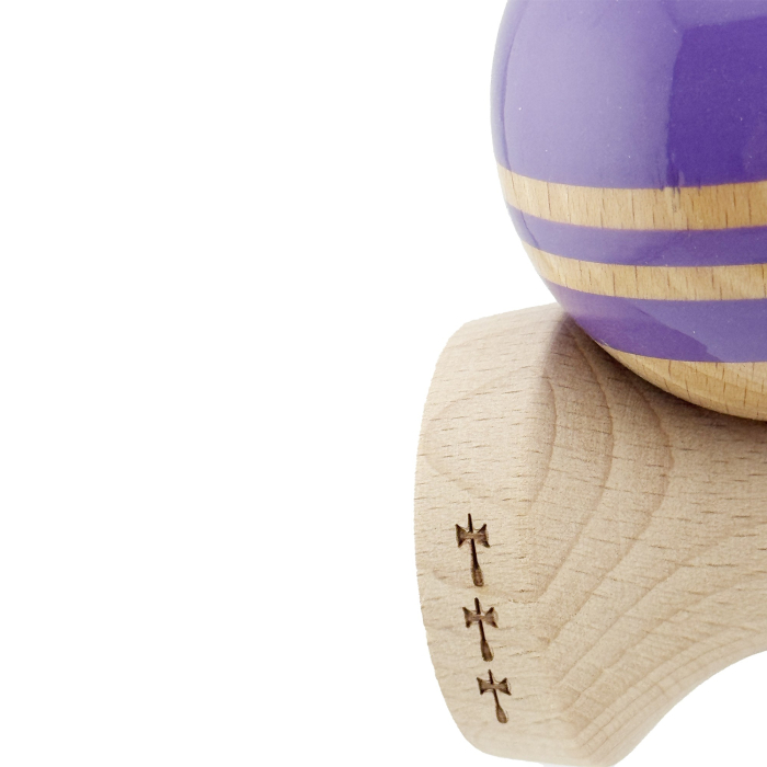 Kendama X Originala RAINBOW, Profesionala, , Cupe Mari KING SIZE V3, Super Sticky, Gaura in Baza, Rulment Metalic, din lemn 18 cm, Ata 55 cm, Indigo/Maro [7]