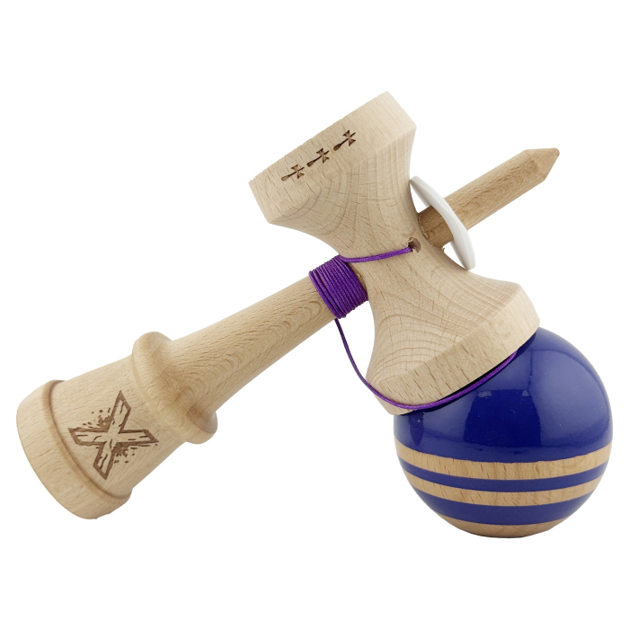 Kendama X Originala RAINBOW, Profesionala, , Cupe Mari KING SIZE V3, Super Sticky, Gaura in Baza, Rulment Metalic, din lemn 18 cm, Ata 55 cm, Violet/Maro [5]