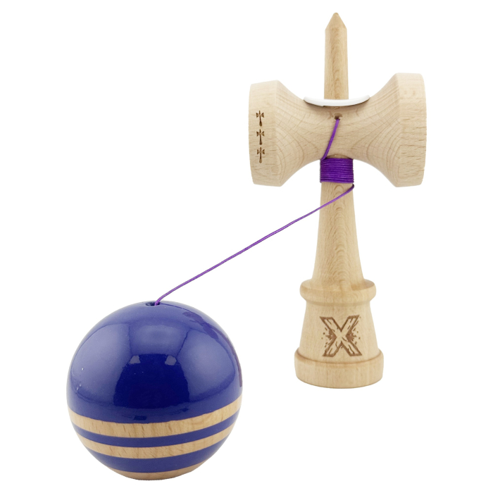 Kendama X Originala RAINBOW, Profesionala, , Cupe Mari KING SIZE V3, Super Sticky, Gaura in Baza, Rulment Metalic, din lemn 18 cm, Ata 55 cm, Violet/Maro [4]
