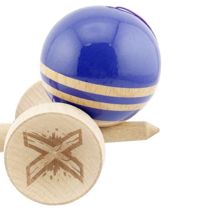 Kendama X Originala RAINBOW, Profesionala, , Cupe Mari KING SIZE V3, Super Sticky, Gaura in Baza, Rulment Metalic, din lemn 18 cm, Ata 55 cm, Violet/Maro [8]