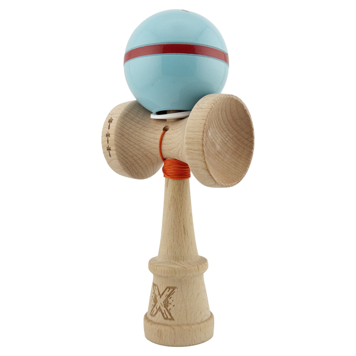 Kendama X Originala Silken, Profesionala, , Cupe Mari KING SIZE V3, Super Sticky, Gaura in Baza, Rulment Metalic, din lemn 18 cm, Ata 55 cm, Albastru deschis [3]