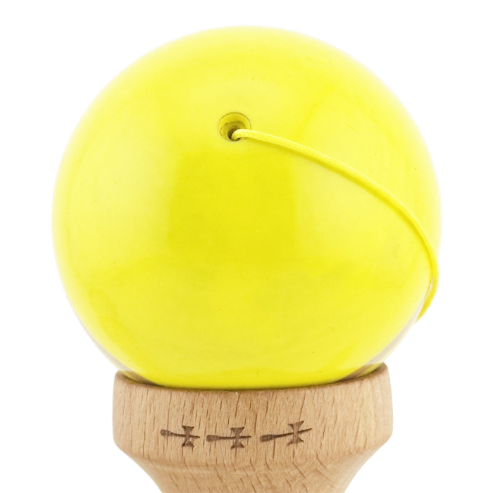 Kendama X Rainbow Originala, Profesionala, , Big Cups V2, Super Sticky cu Cupe Mari, Rulment Metalic, din lemn 18 cm, Ata 55 cm, Galben/Maro [8]