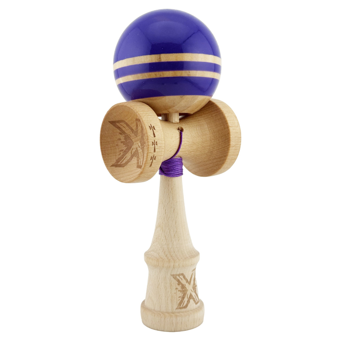 Kendama X Rainbow Originala, Profesionala, , Big Cups V2, Super Sticky cu Cupe Mari, Rulment Metalic, din lemn 18 cm, Ata 55 cm, Violet/Maro [9]