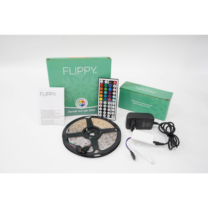 Kit Banda Led RGB SMD 5050 cu Transformator inclus - Lungime 5 M, 270 LED-uri, Telecomanda 44 taste, pentru TV, PC, Auto, IP65, Lumina Ambientala [6]