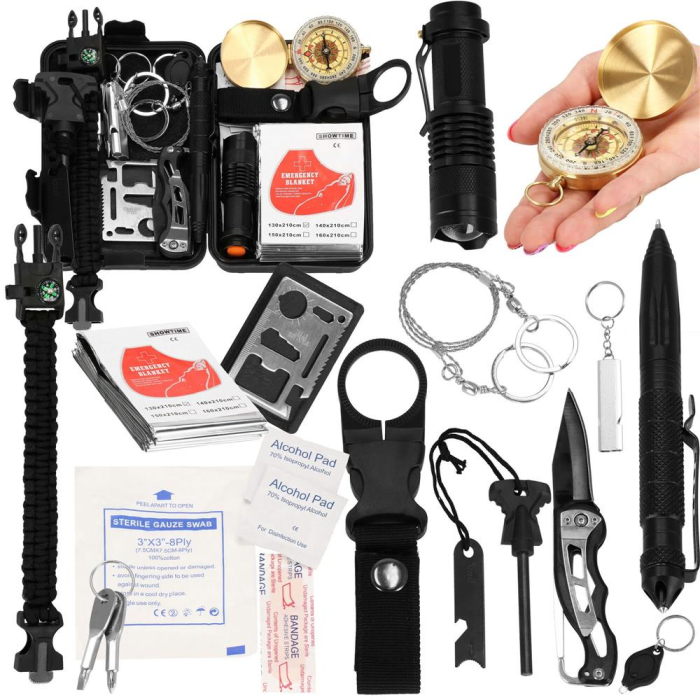 Kit de supravietuire turistic multifunctional camping, vanatoare, pescuit, 19 piese [28]