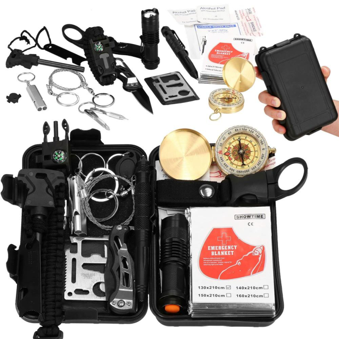 Kit de supravietuire turistic multifunctional camping, vanatoare, pescuit, 19 piese [1]