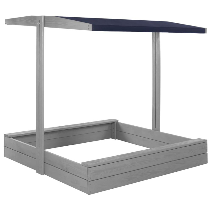 Lada nisip din lemn cu acoperis reglabil si capac, pliabila, 120x120x120 cm, gri [12]