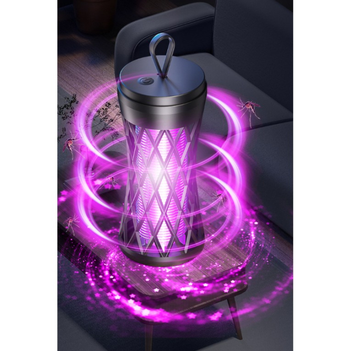 Lampa Anti-Insecte, , Lumina UV, Electrica, Incarcare USB, 5V, 1A, Silentioasa, 12 x 6 m, Negru [3]