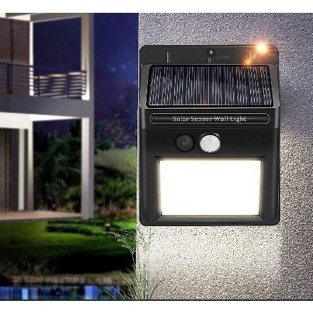 Lampa cu incarcare solara si senzor de miscare pentru exterior, 64 LED cu distanta de inductie, montaj pe perete, fara cabluri,  [3]