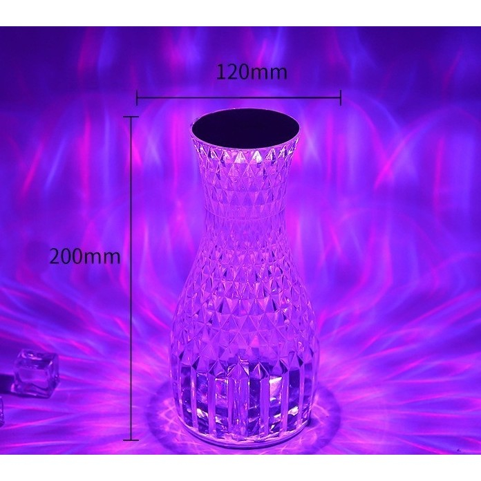 Lampa de birou pe LED RGB 16, , dimmer tactil, 3 nivele de intensitate, incarcare USB, 3W, Cristal Acrilic, 20x12 cm, cu telecomanda, forma vaza, transparent [8]